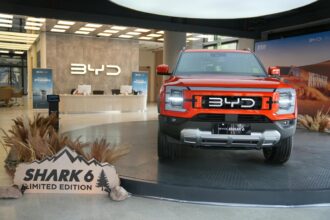 BYD Shark 6 Limited Edition Outback Orange on display at the BYD showroom in Pakistan
